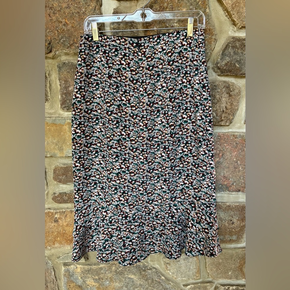 Ann Taylor Floral Midi Skirt - Black and Pink